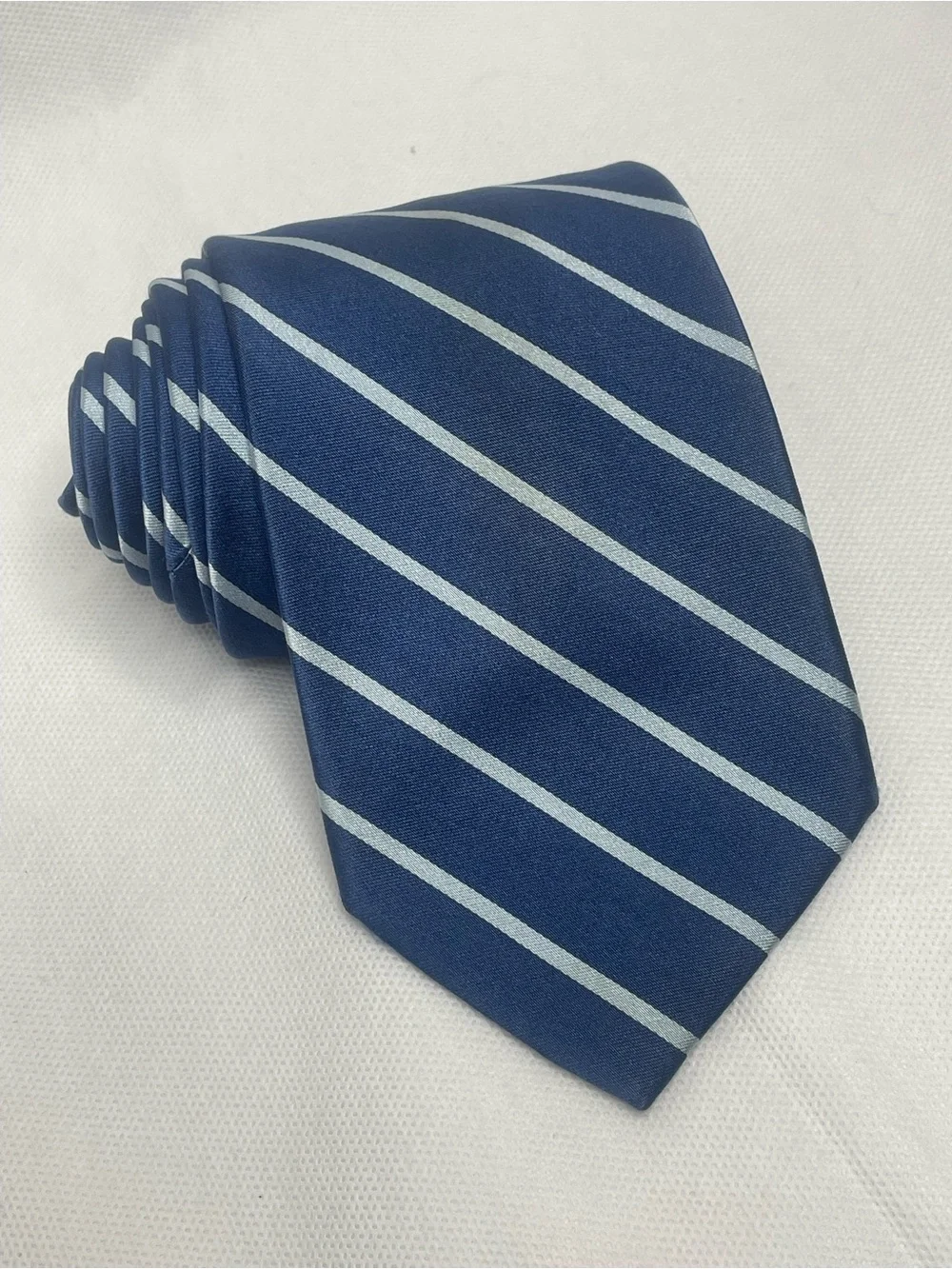 Brooks Brothers Makers Repp Silk Tie Navy Blue Preppy Striped Textured Necktie